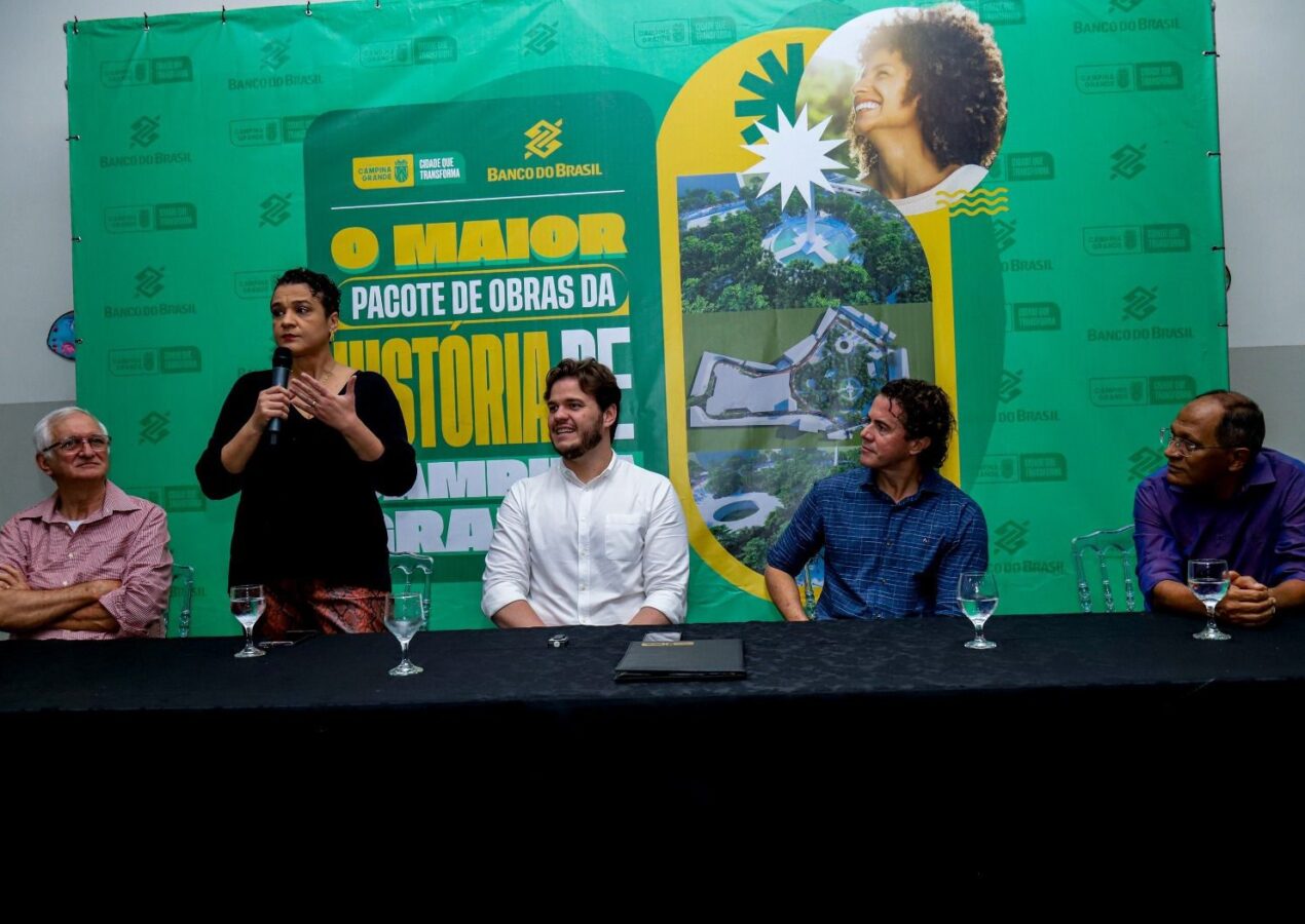 Ao lado de Bruno e da presidente do BB, Veneziano ressalta benefícios do financiamento de R$ 40 milhões, que permitirá ampliação do Parque do Povo