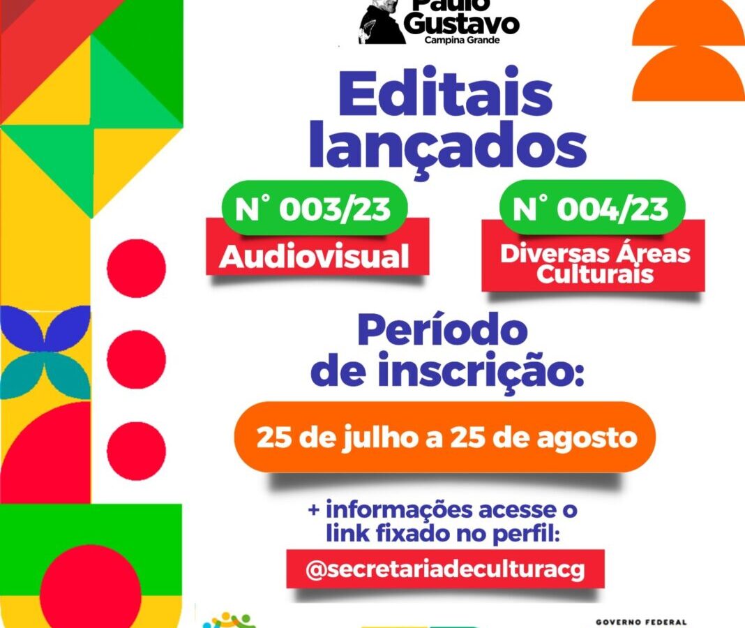 Lei Paulo Gustavo: Prefeitura lança editais que destinarão mais de R$ 3,2 milhões na Cultura, em Campina Grande