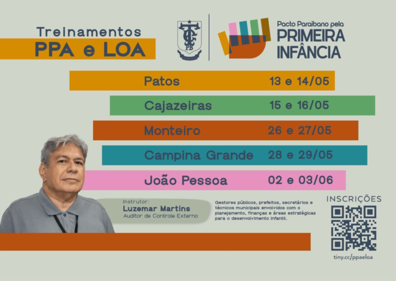 Abertas inscrições para treinamentos sobre PPA e LOA com foco na Primeira Infância realizados pelo TCE-PB 