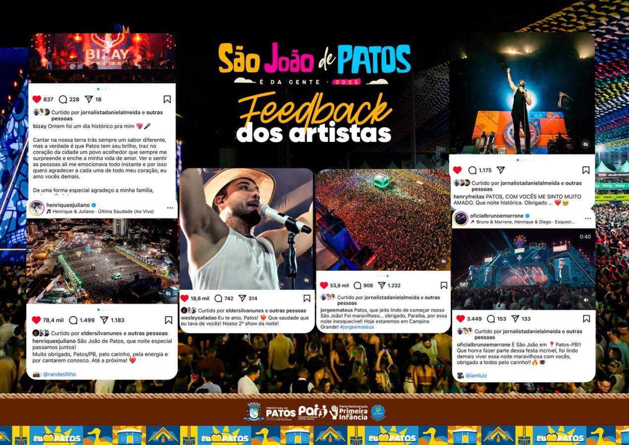 Artistas nacionais usam redes sociais para destacarem a  grandiosidade do São João de Patos