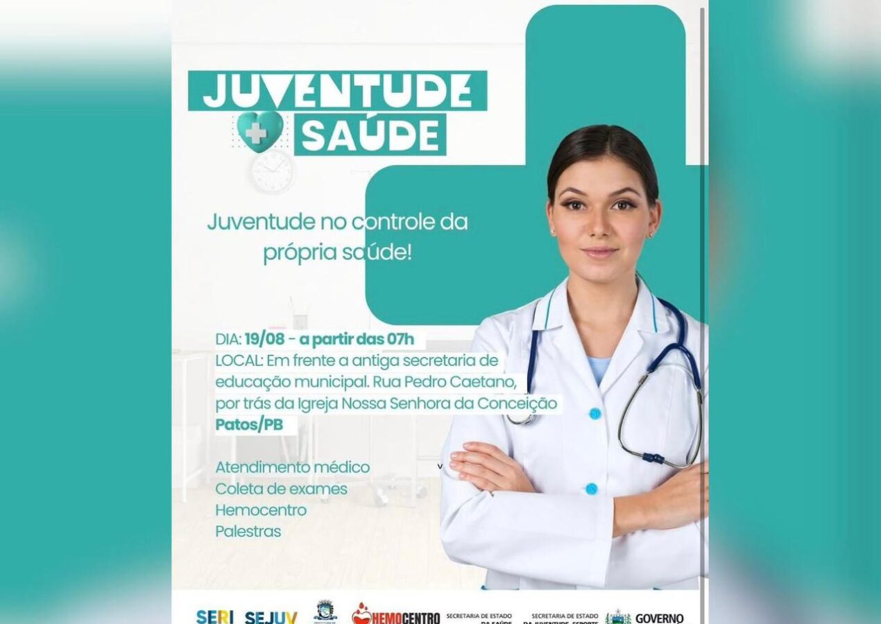 Patos recebe nesta terça (19) o evento “Juventude + Saúde” com atendimento médico e atividades educativas