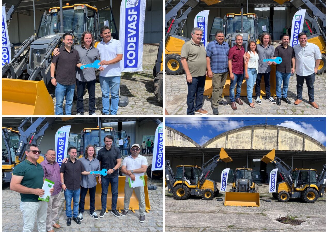 Em parceria com a Codevasf, Veneziano entrega retroescavadeiras para mais três cidades paraibanas