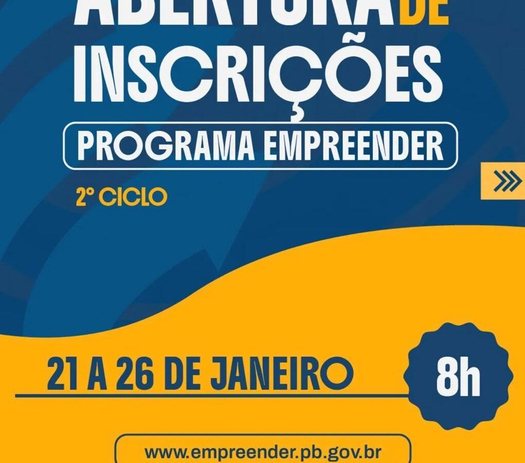 Programa Empreender PB inicia inscrições nesta quarta-feira, 21, com 30 vagas destinadas a Patos
