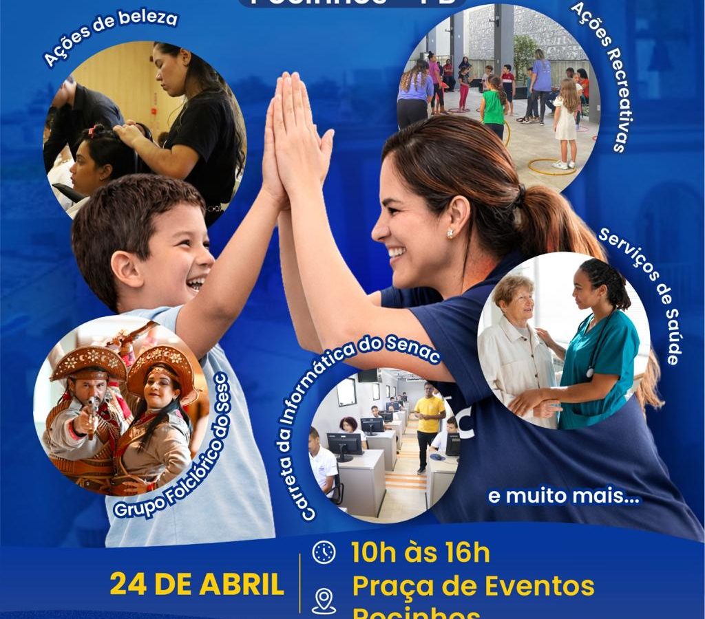 Fecomércio, Sesc e Senac promovem dia de serviços gratuitos em Pocinhos com ações de saúde, lazer e qualificação profissional